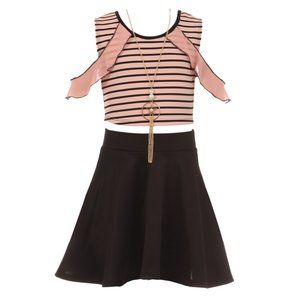 Little Girls Long Sleeve Ruffle Top Blouse Floral Skirt 3 PCS Clothing Outfit